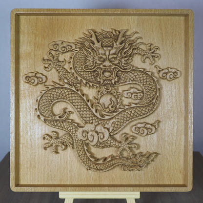 Imperial Five Clawed Dragon Wood Relief, Chinese Dragon Wall Art