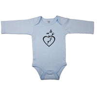 Baby blue newborn bodysuit decorated with Persian calligraphy combined with a heart outline. Long sleeve infant bodysuit with “Loved by Uncle” in Farsi. Perfect outfit to surprise Dad’s brother.