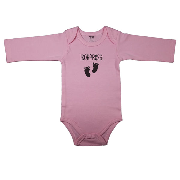 (Surprise!) ¡Sorpresa! _ Short and Long Sleeve Spanish Baby Bodysuit