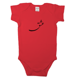 Red baby bodysuit with Persian calligraphy. Love in Farsi on short sleeve baby bodysuit. Perfect gift for a baby shower