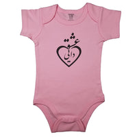 Pink newborn bodysuit decorated with Persian calligraphy combined with a heart outline. Short sleeve infant bodysuit with “Loved by Uncle” in Farsi. Perfect outfit to surprise Mom’s brother.